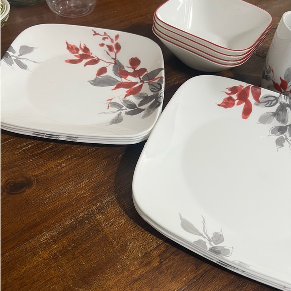 Floral White and Red Dinnerware Set - Picture 3 of 3